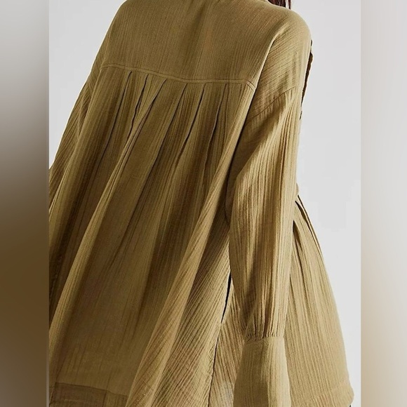 NWOT Free People XS The Voyager Shirtdress Oversized Olive Green New $108 - Picture 4 of 6